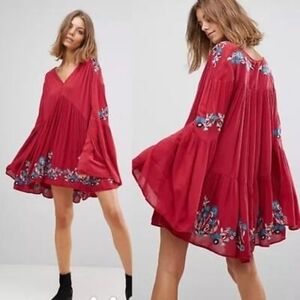 Free People | Red Floral Mini Dress